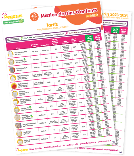 Tarifs des impressions personnalisées pour la vente de l'association de parents d'élèves