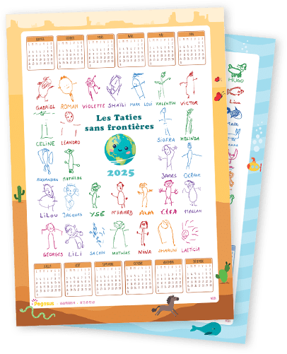 Calendrier carton personnalisé avec les dessins des enfants de l'école