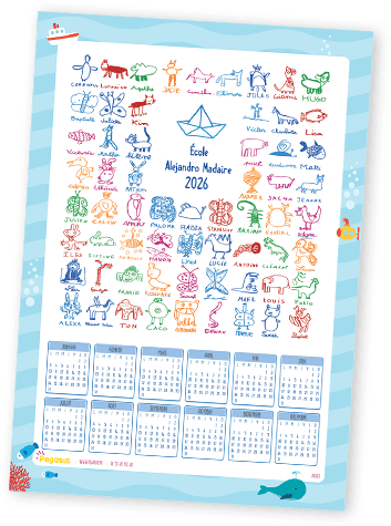 Calendrier carton A3 pour l'association de parents d'élèves