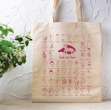 Sac tote bag customisé par les enfants pour l'école