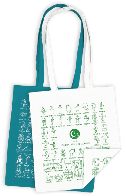 Sac tote bag couleur personnalisé pour la vente de l'école