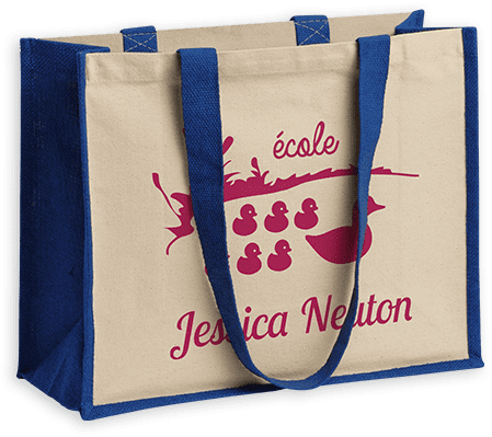 Sac en jute et coton imprimé avec le logo de l'école