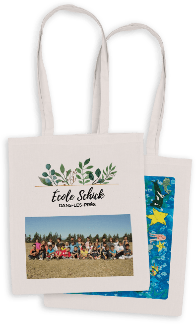 Sac tote bag imprimé avec la photo de l'école