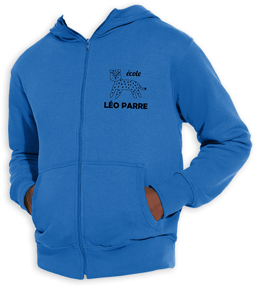 Veste zip à capuche personnalisée avec le logo de l'école ou de l'association