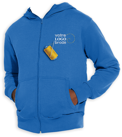 Veste zip à capuche brodée avec le logo de l'école