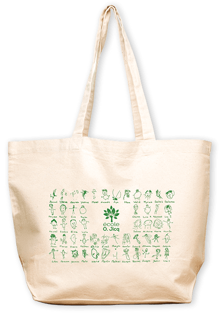 Sac cabas géant en coton épais personnalisé avec les dessins des enfants de l'école