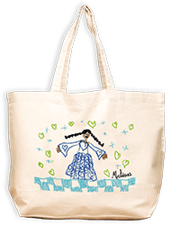 Sac cabas géant coton individuel imprimé avec les dessins des enfants de l'école