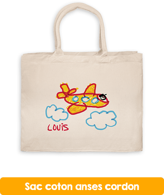 Sac coton anses cordon avec dessins en couleur pour la récolte de fonds de l'école