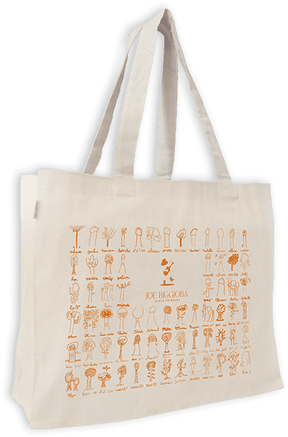 Grand sac shopping en coton bio personnalisé avec les dessins des enfants de l'école