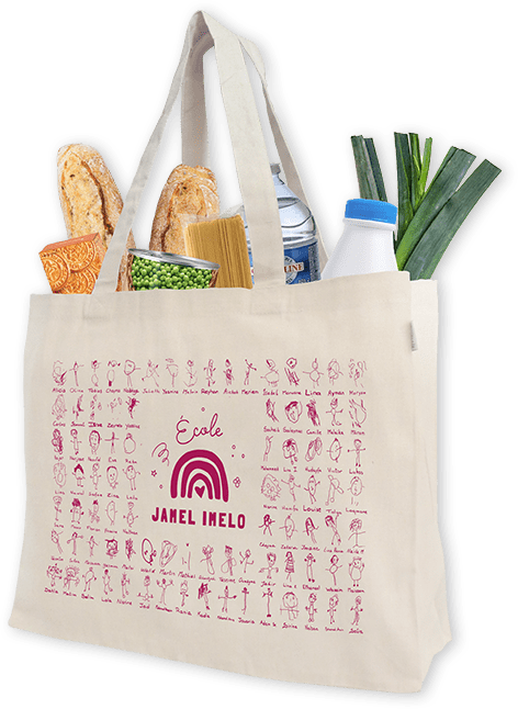 Grand sac shopping en coton bio pour l'association de parents d'élèves