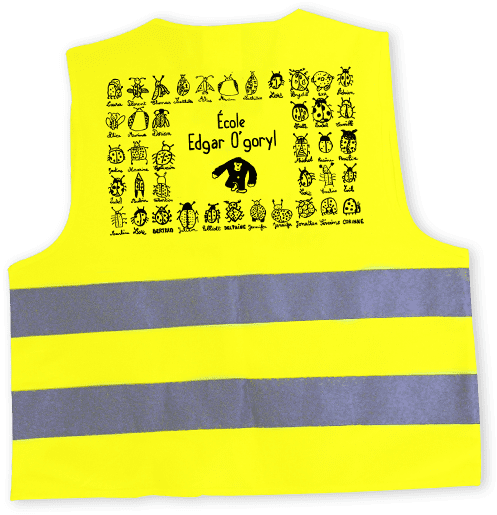 Gilet de sécurité imprimé avec des dessins d'enfants pour écoles