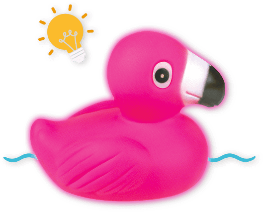 Flamant rose lumineux pour le financement de l'école