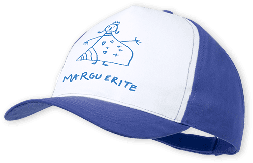 Casquette bicolore personnalisé avec les dessins des enfants de l'école